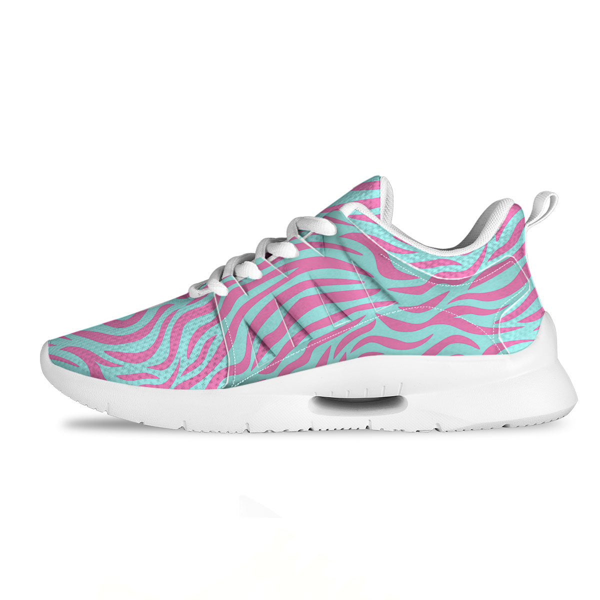 Zebra Stripes Blue And Pink Print Tennis Shoes-grizzshop
