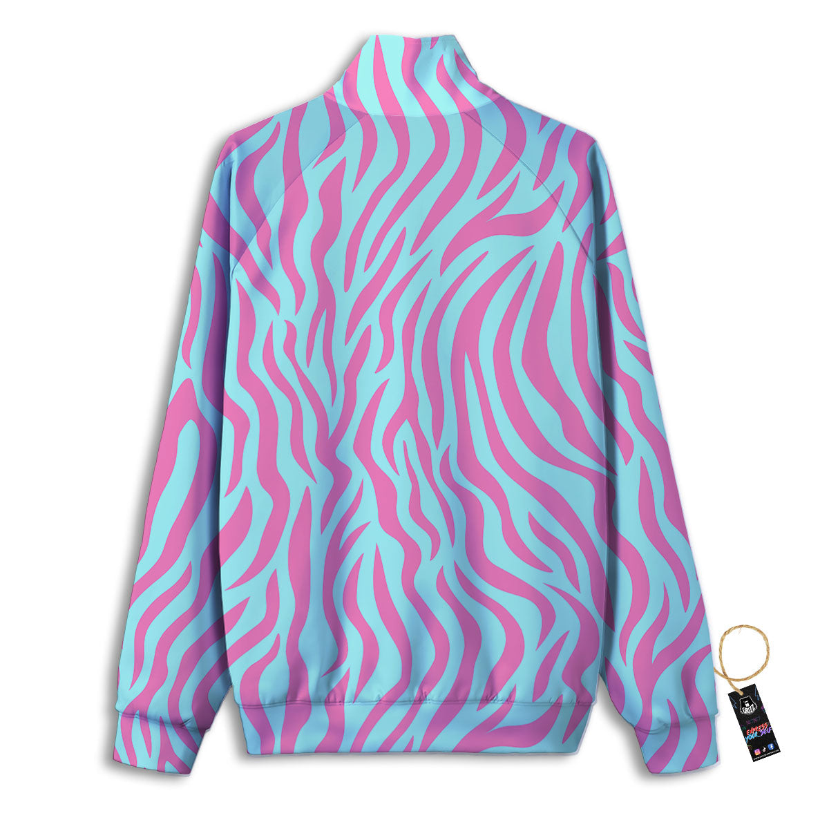 Zebra Stripes Blue And Pink Print Track Jacket-grizzshop
