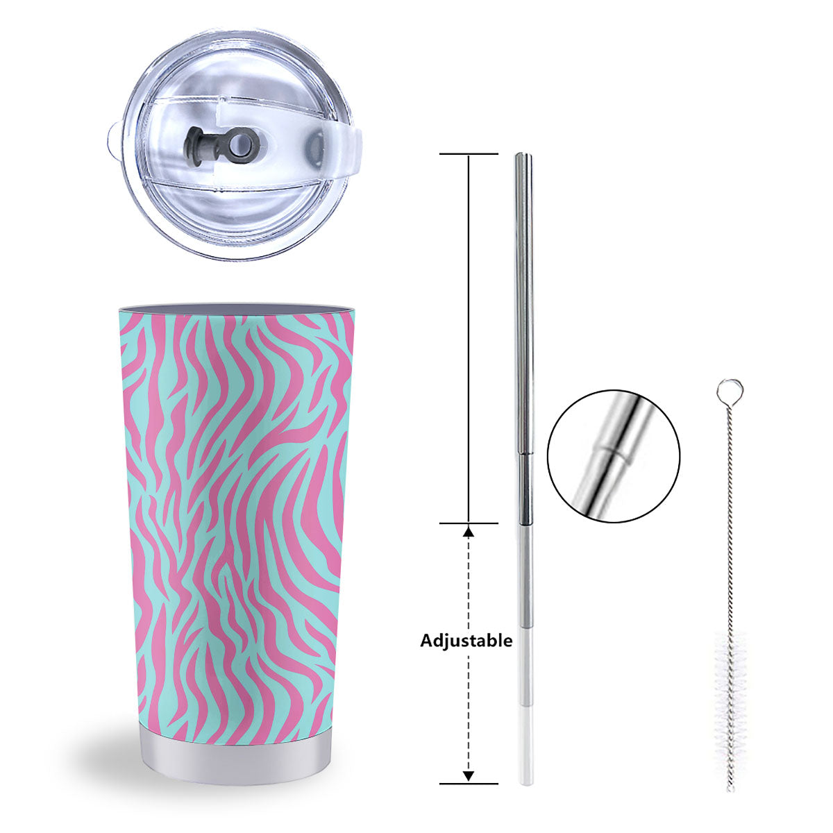 Zebra Stripes Blue And Pink Print Tumbler-grizzshop