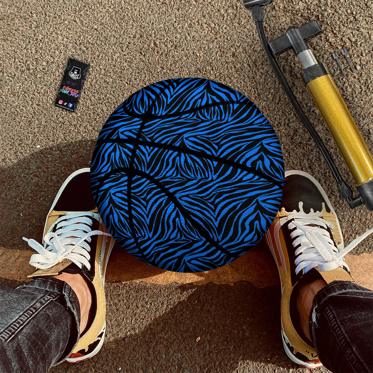Zebra Black Blue Print Pattern Basketball