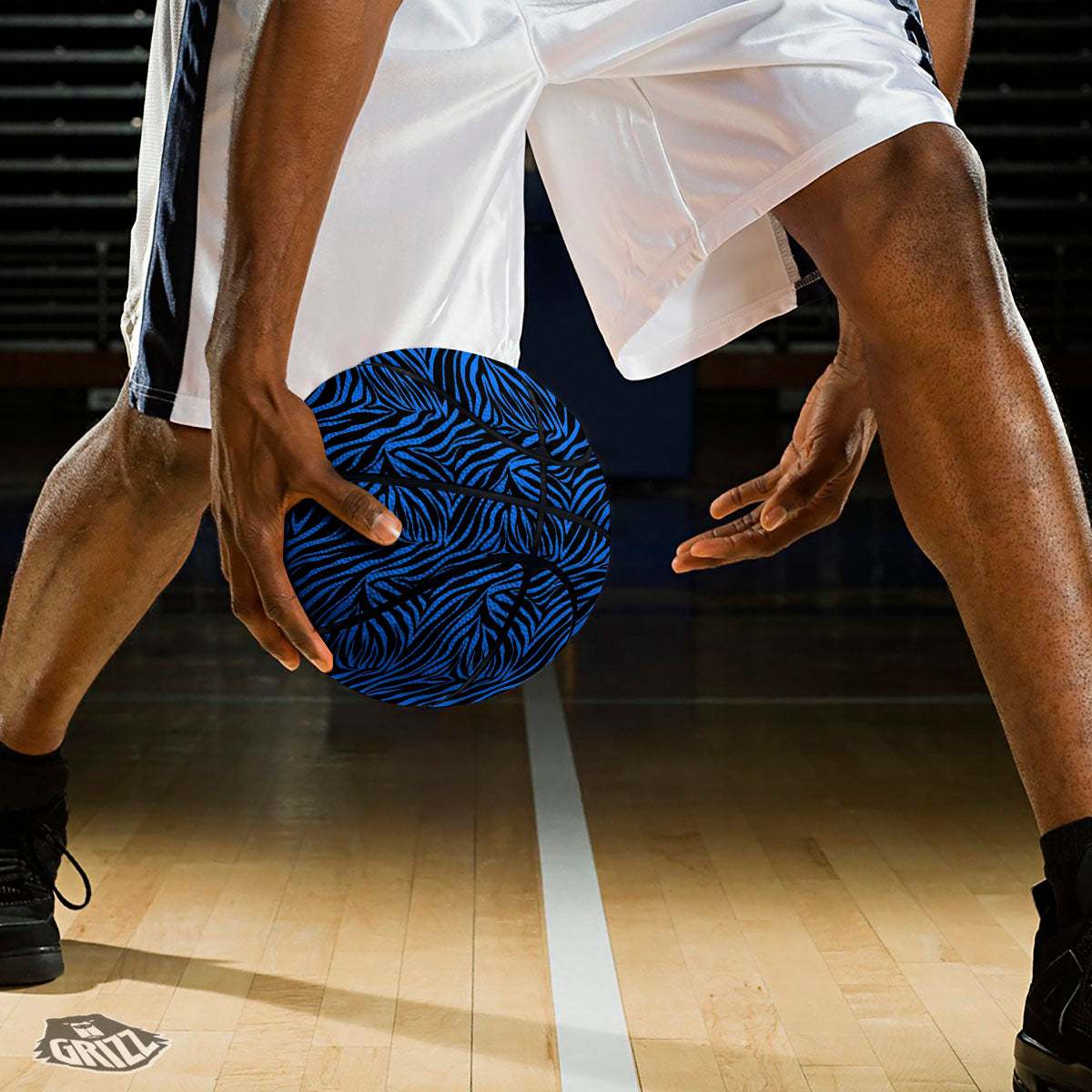 Zebra Black Blue Print Pattern Basketball