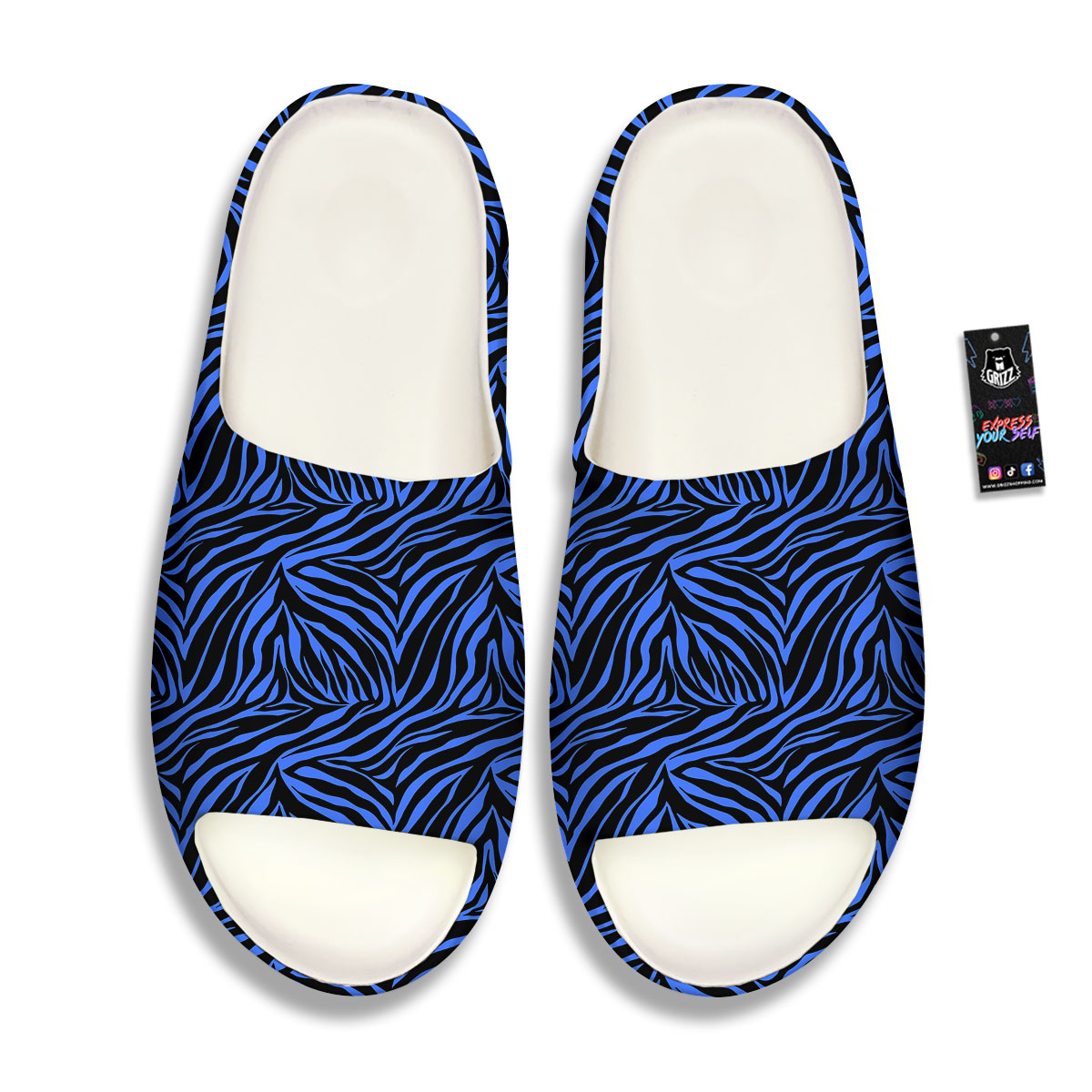 Zebra Black Blue Print Pattern Sandals-grizzshop