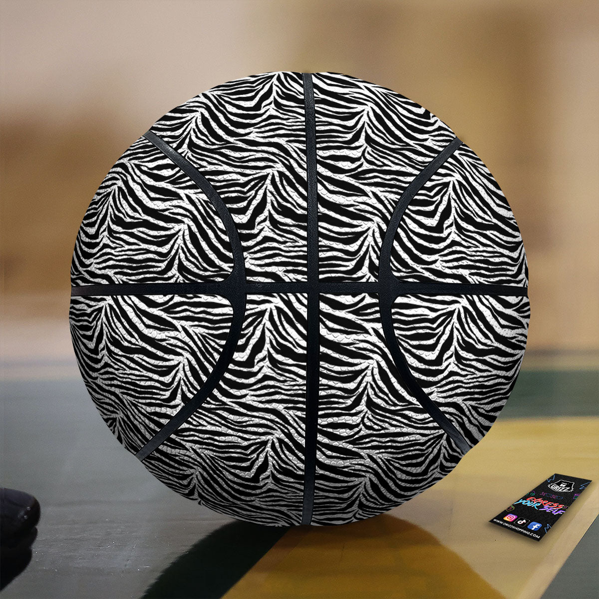 Zebra Black White Print Pattern Basketball