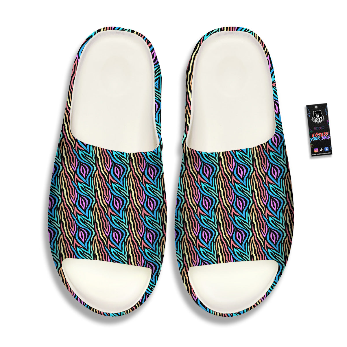 Zebra Colorful Print Pattern Sandals-grizzshop