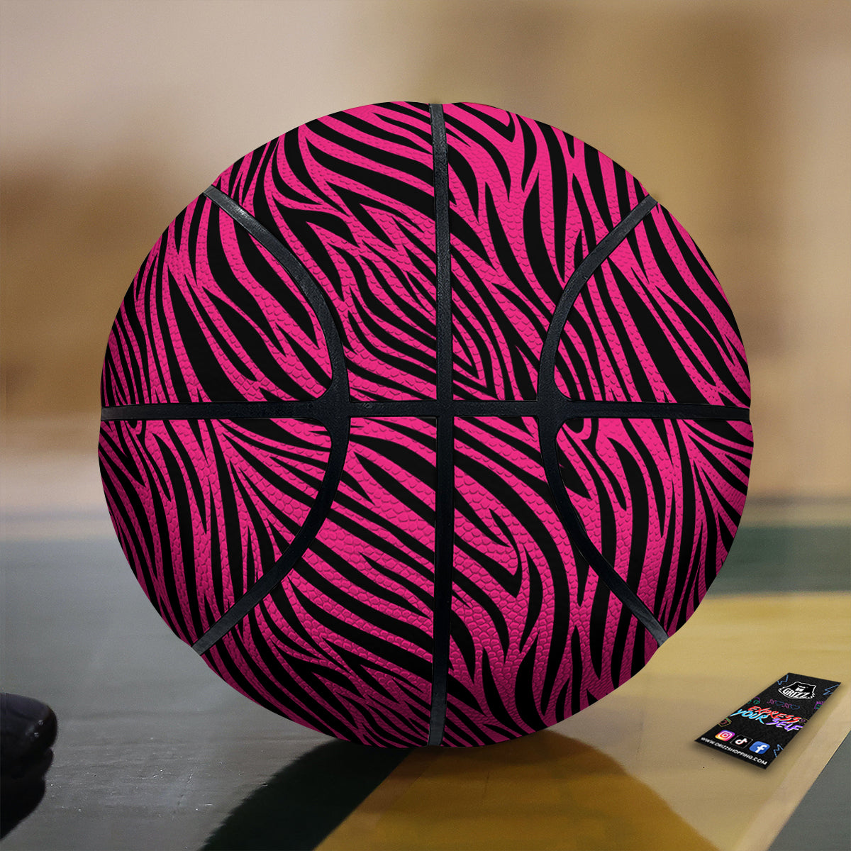 Zebra Hot Pink Print Pattern Basketball