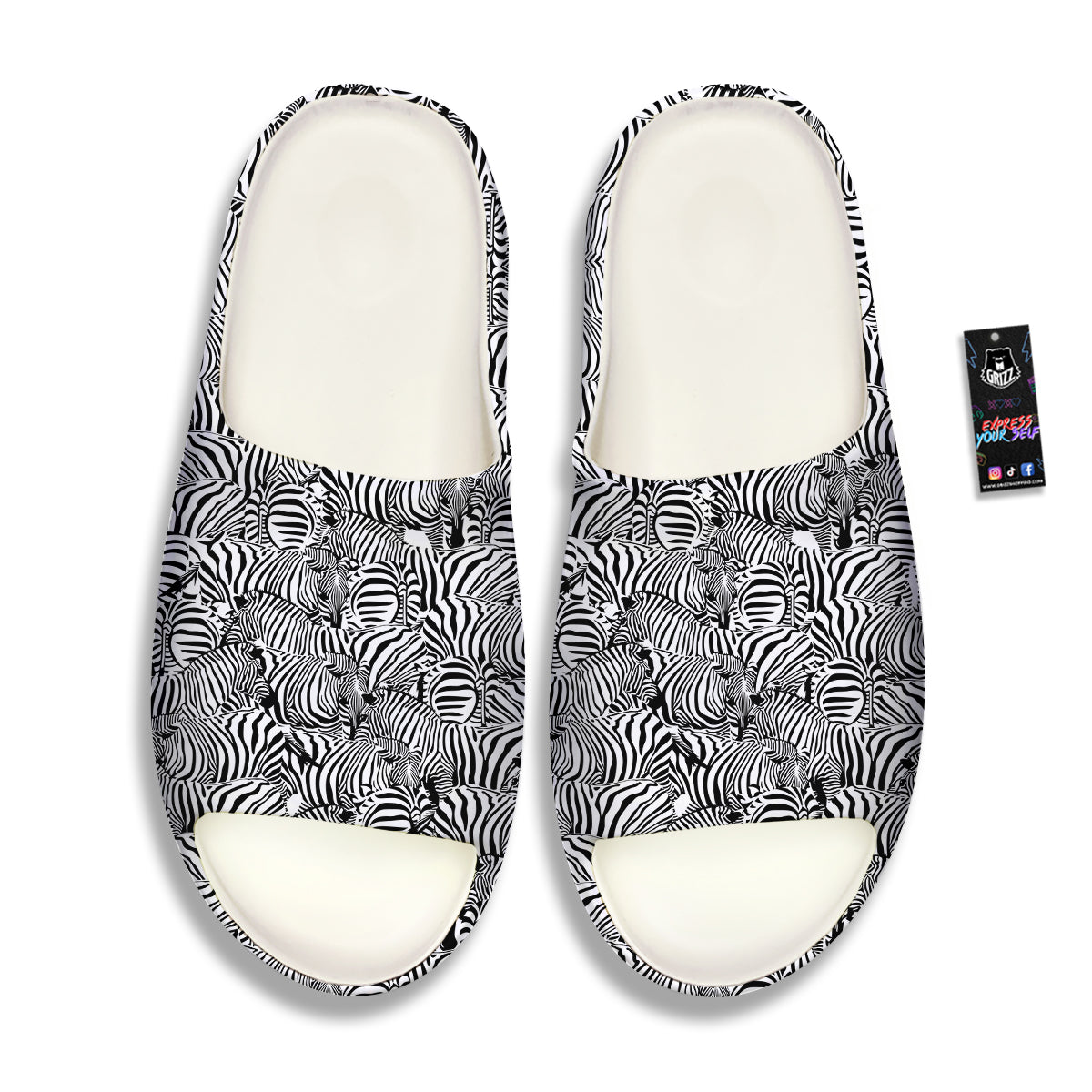 Zebra Striped Black And White Print Pattern Sandals-grizzshop