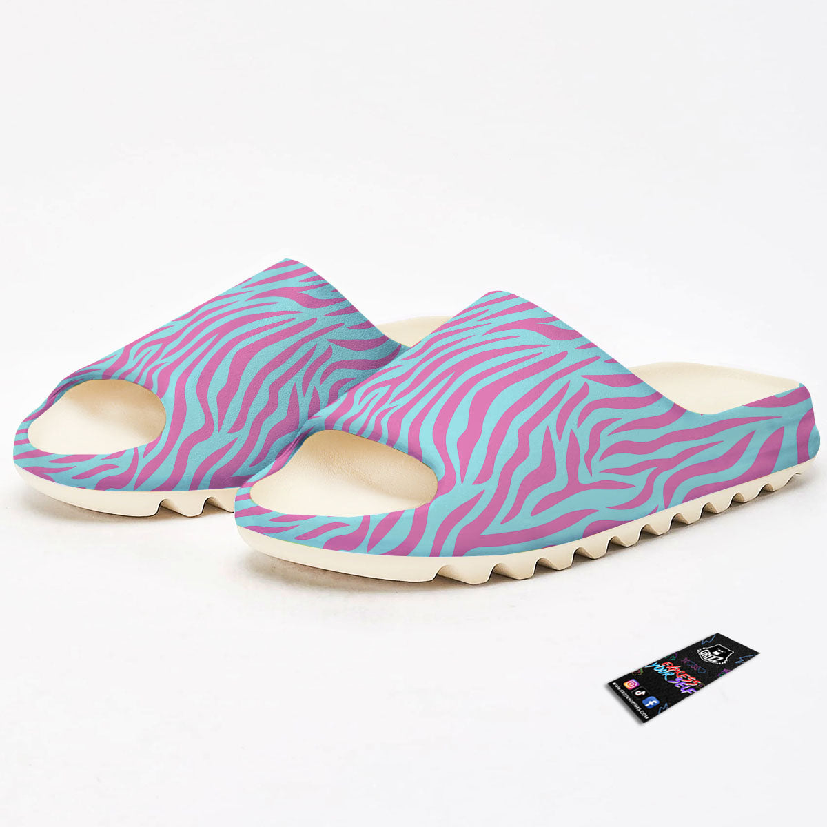 Zebra Stripes Blue And Pink Print Sandals-grizzshop