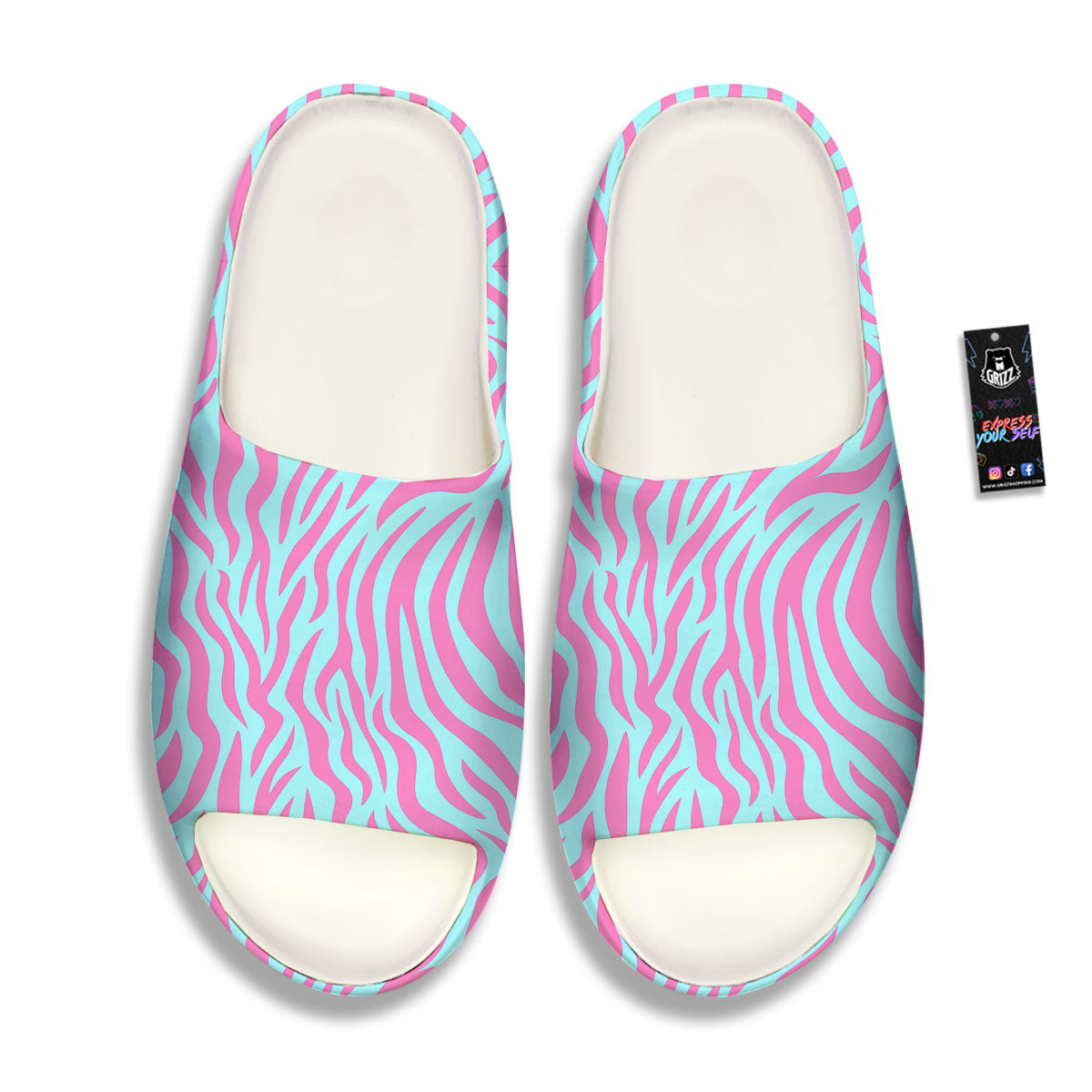 Zebra Stripes Blue And Pink Print Sandals-grizzshop