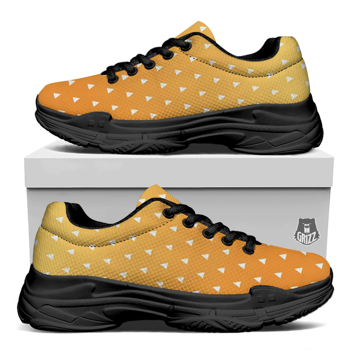 Zenitsu Print Pattern Black Chunky Shoes-grizzshop