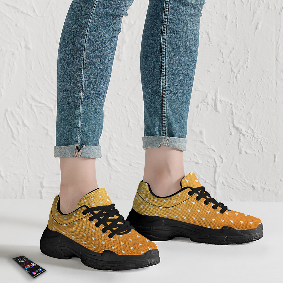 Zenitsu Print Pattern Black Chunky Shoes-grizzshop