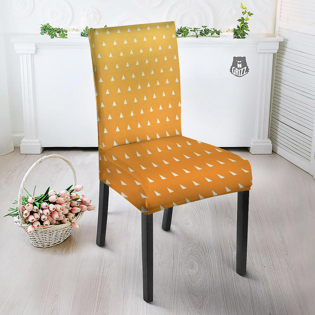 Zenitsu Print Pattern Dining Chair Slipcover-grizzshop