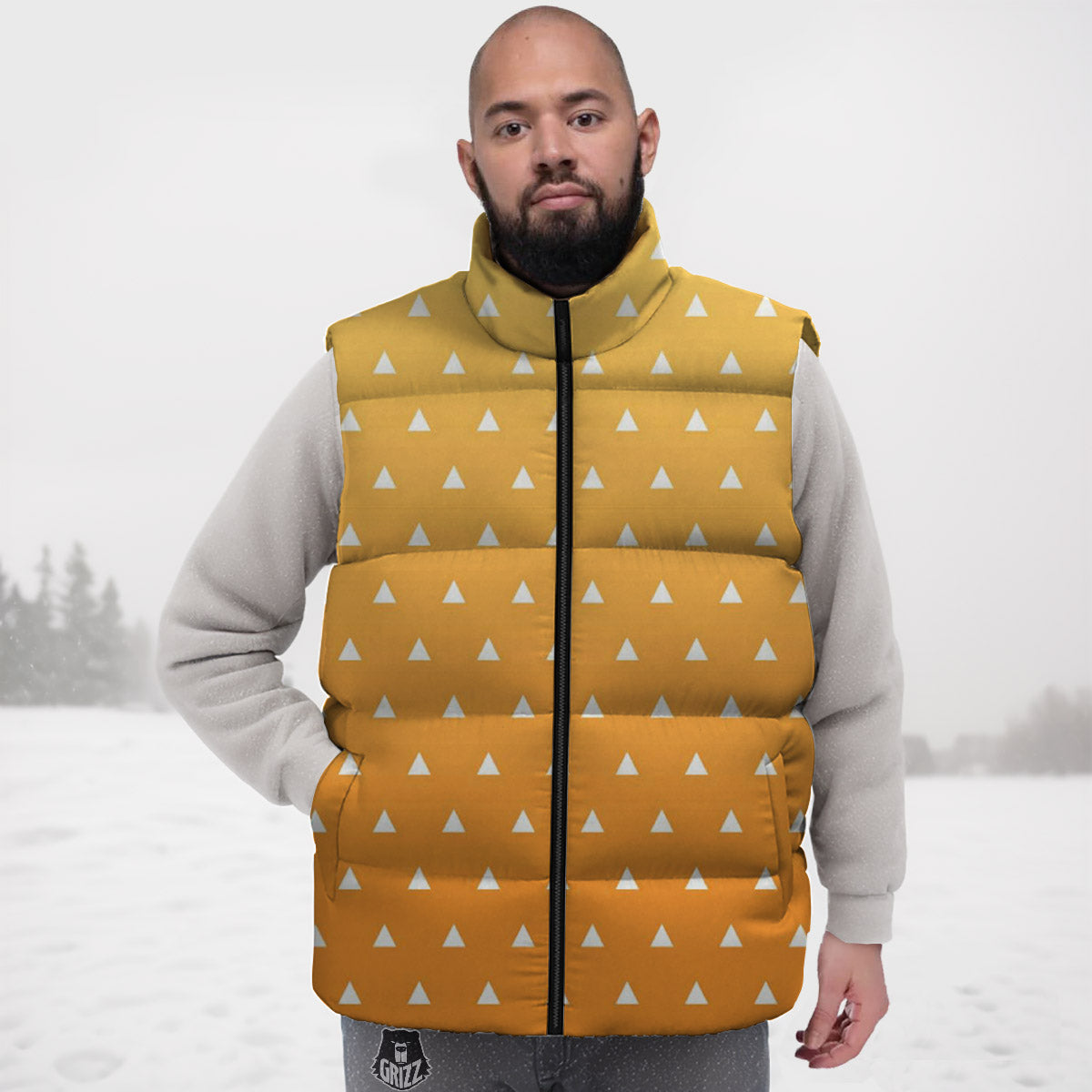 Zenitsu Print Pattern Down Vest-grizzshop