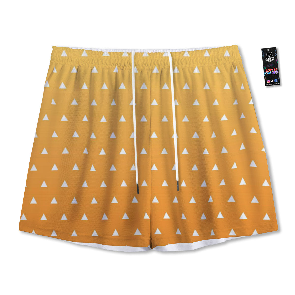 Zenitsu Print Pattern Mesh Shorts-grizzshop