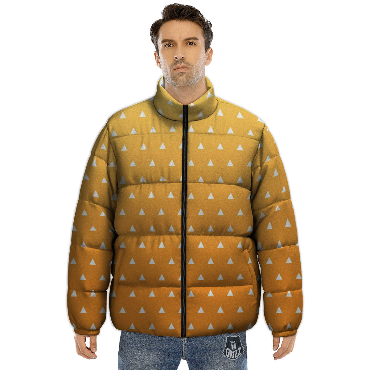 Zenitsu Print Pattern Puffer Jacket-grizzshop