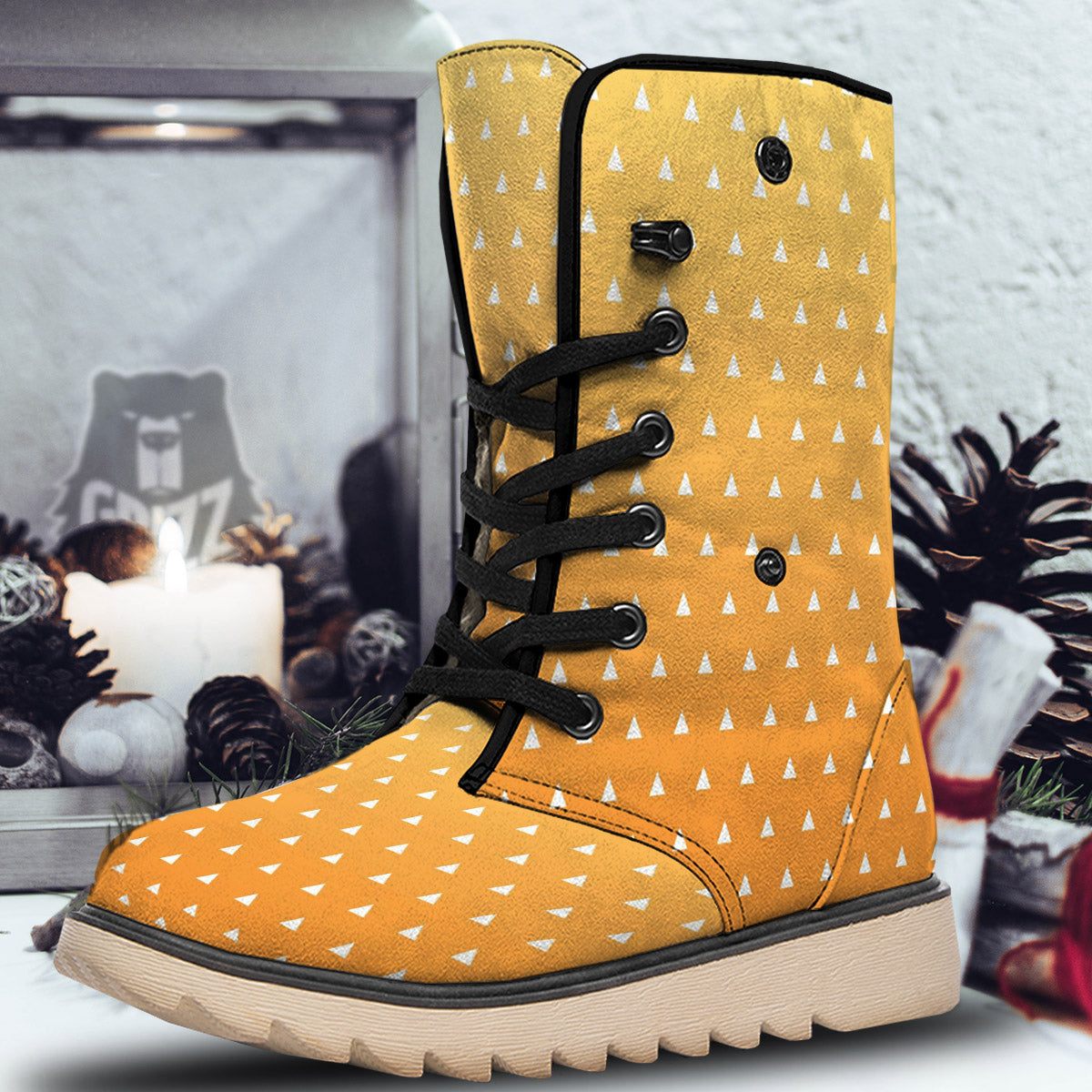 Zenitsu Print Pattern Snow Boots-grizzshop