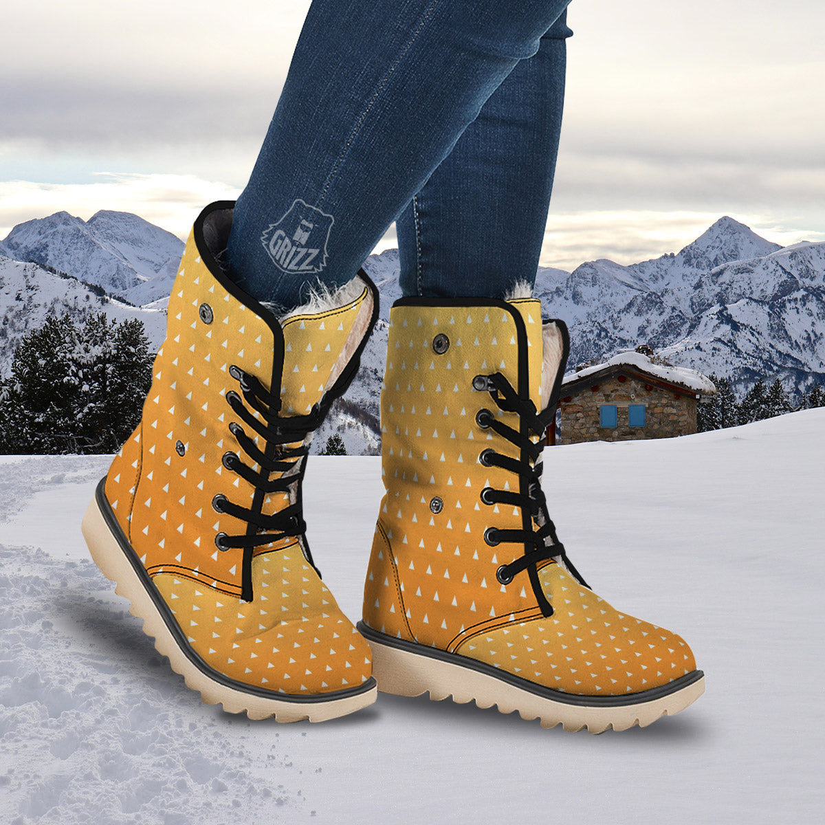 Zenitsu Print Pattern Snow Boots-grizzshop