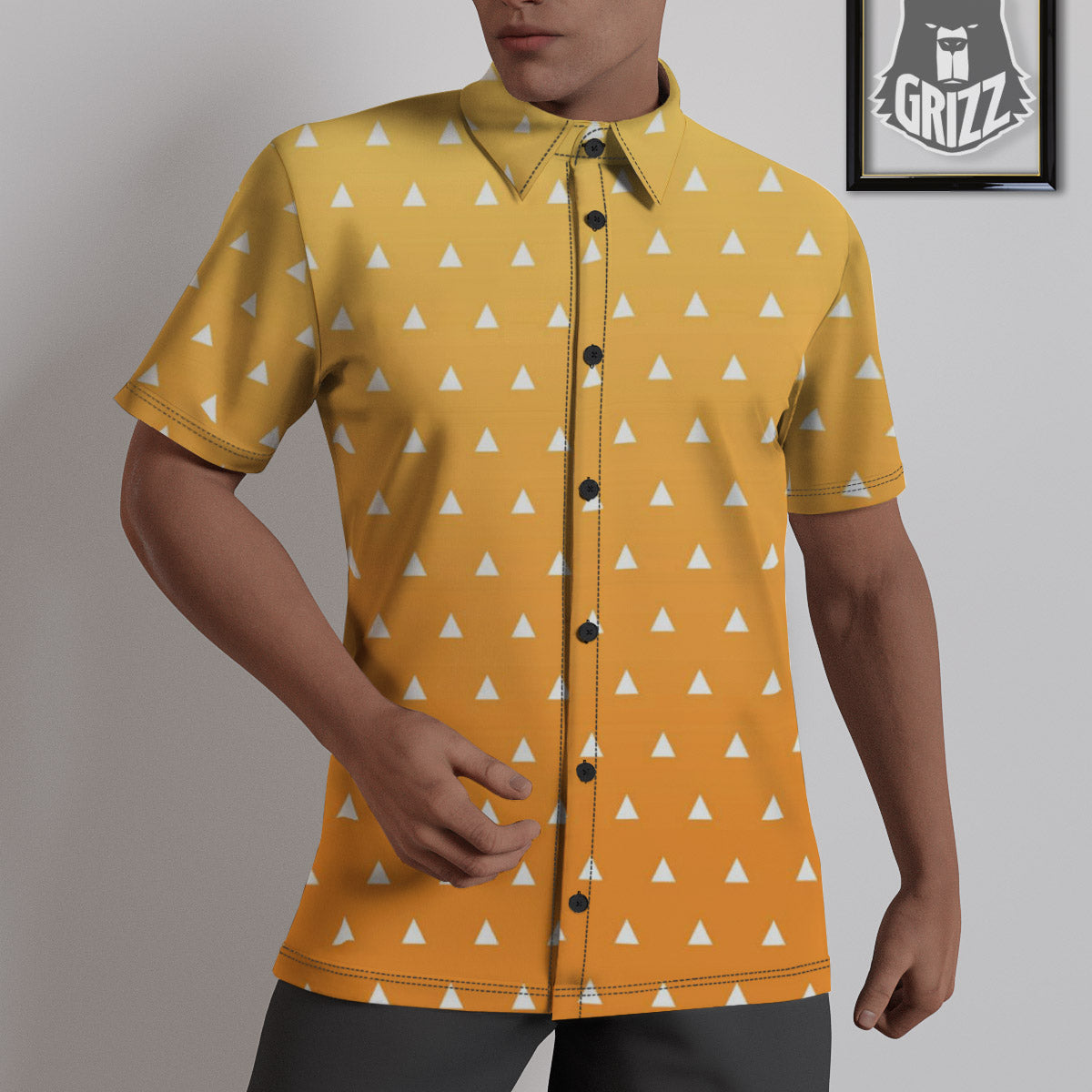 Zenitsu Print Pattern Untucked Shirts-grizzshop