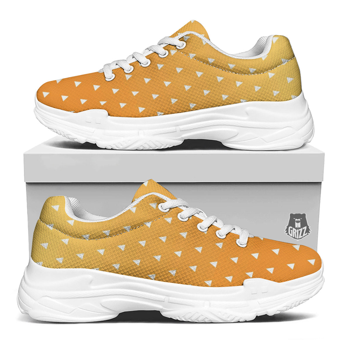 Zenitsu Print Pattern White Chunky Shoes-grizzshop