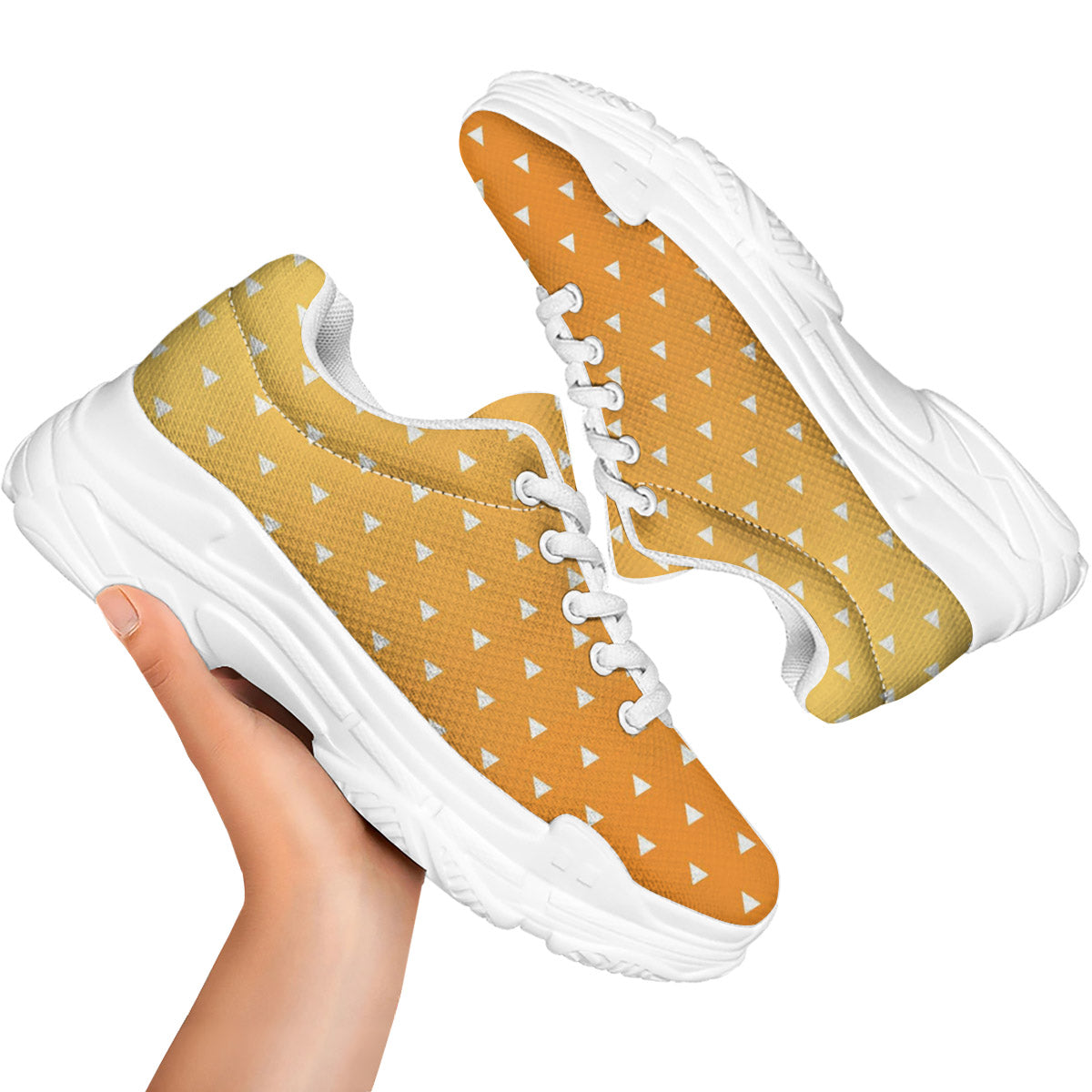 Zenitsu Print Pattern White Chunky Shoes-grizzshop