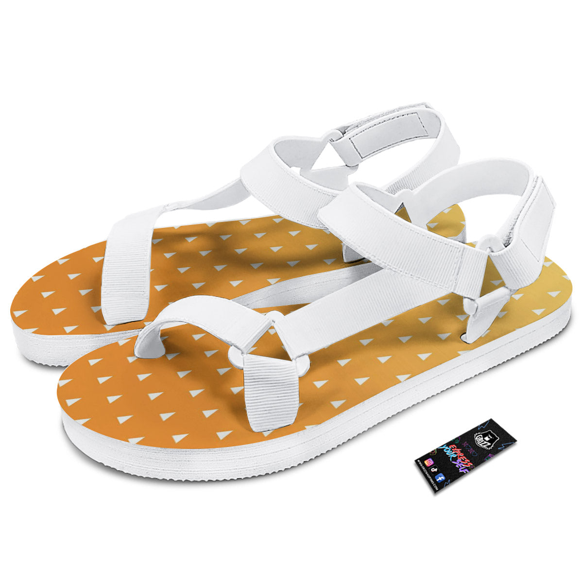 Zenitsu Print Pattern White Open Toe Sandals-grizzshop