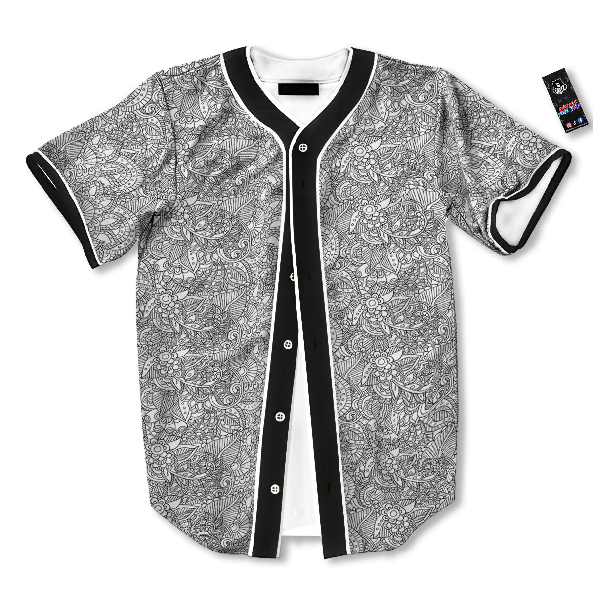 Zentangle Ethnic Print Pattern Baseball Jersey-grizzshop