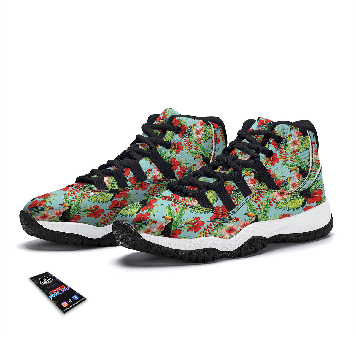 Zentangle Ethnic Print Pattern Black Bball Shoes-grizzshop