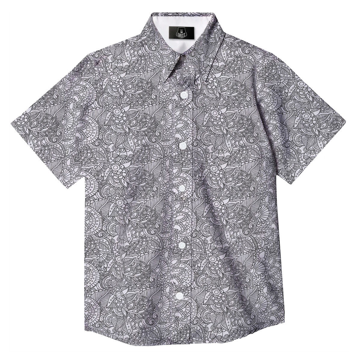 Zentangle Ethnic Print Pattern Button Up Shirt-grizzshop