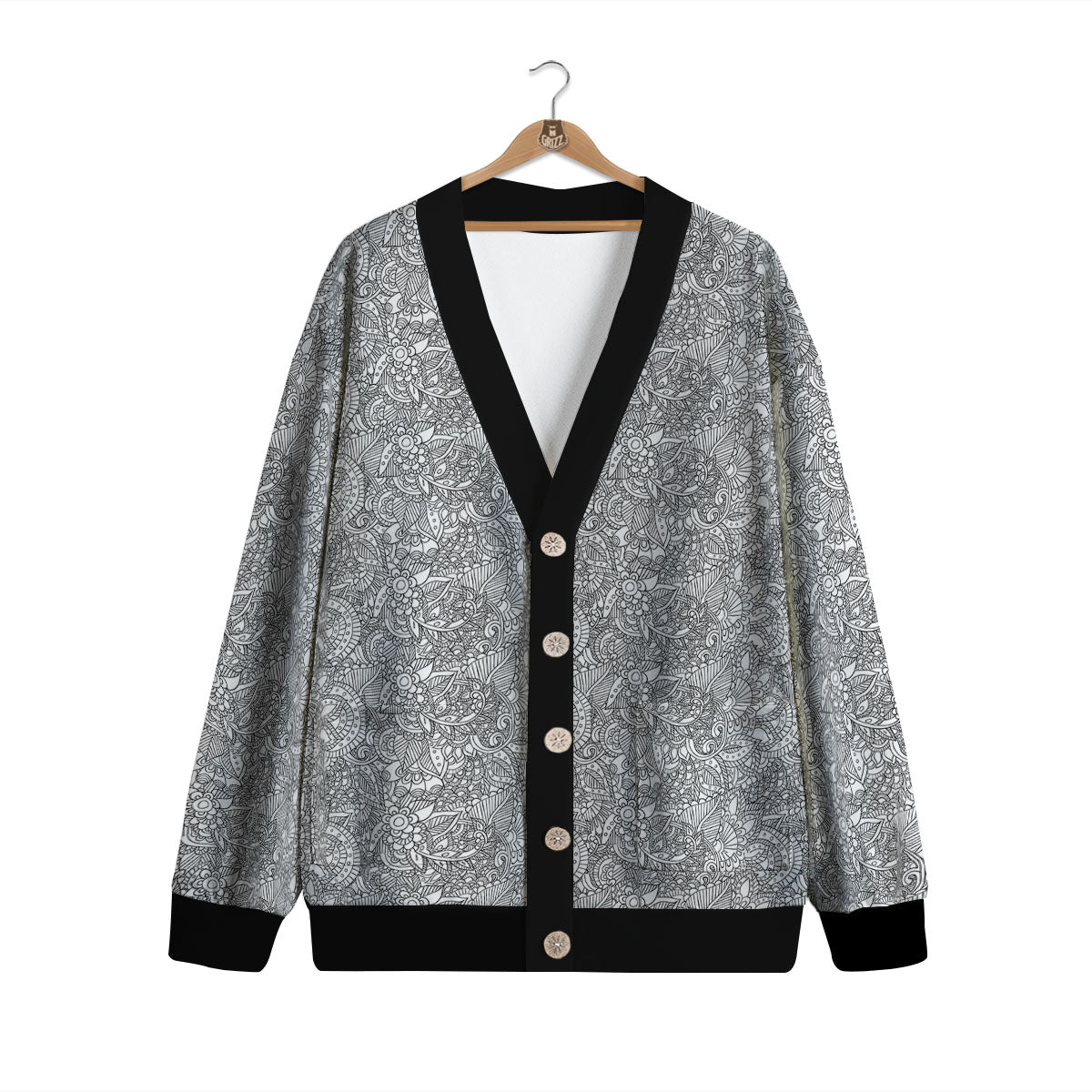 Zentangle Ethnic Print Pattern Cardigan-grizzshop