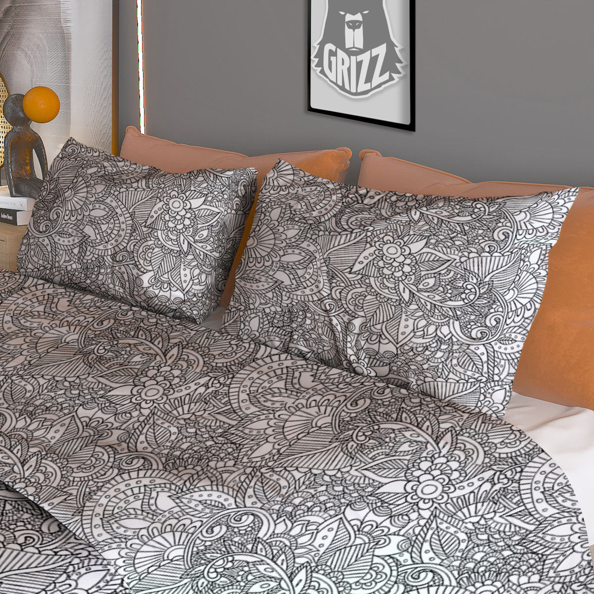 Zentangle Ethnic Print Pattern Duvet Cover Bedding Set