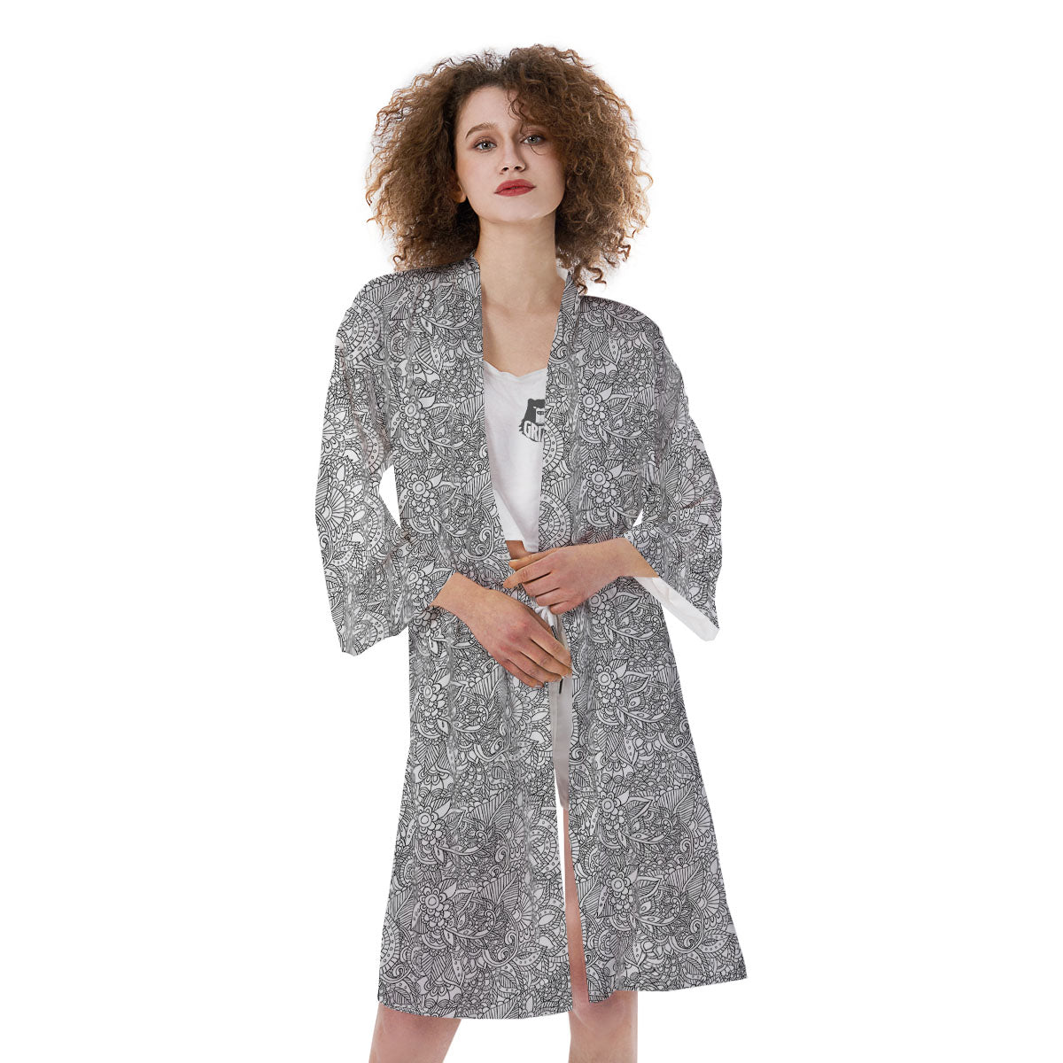 Zentangle Ethnic Print Pattern Kimono-grizzshop