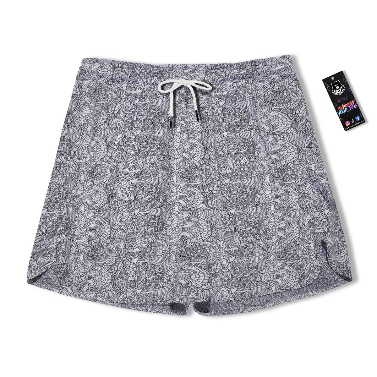 Zentangle Ethnic Print Pattern Men's Running Shorts-grizzshop