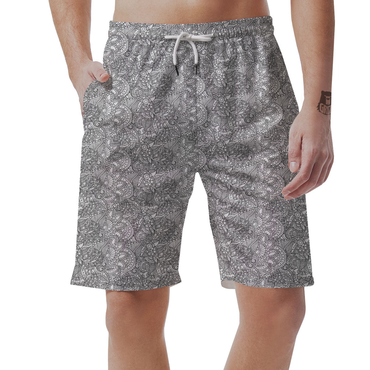 Zentangle Ethnic Print Pattern Men's Shorts-grizzshop