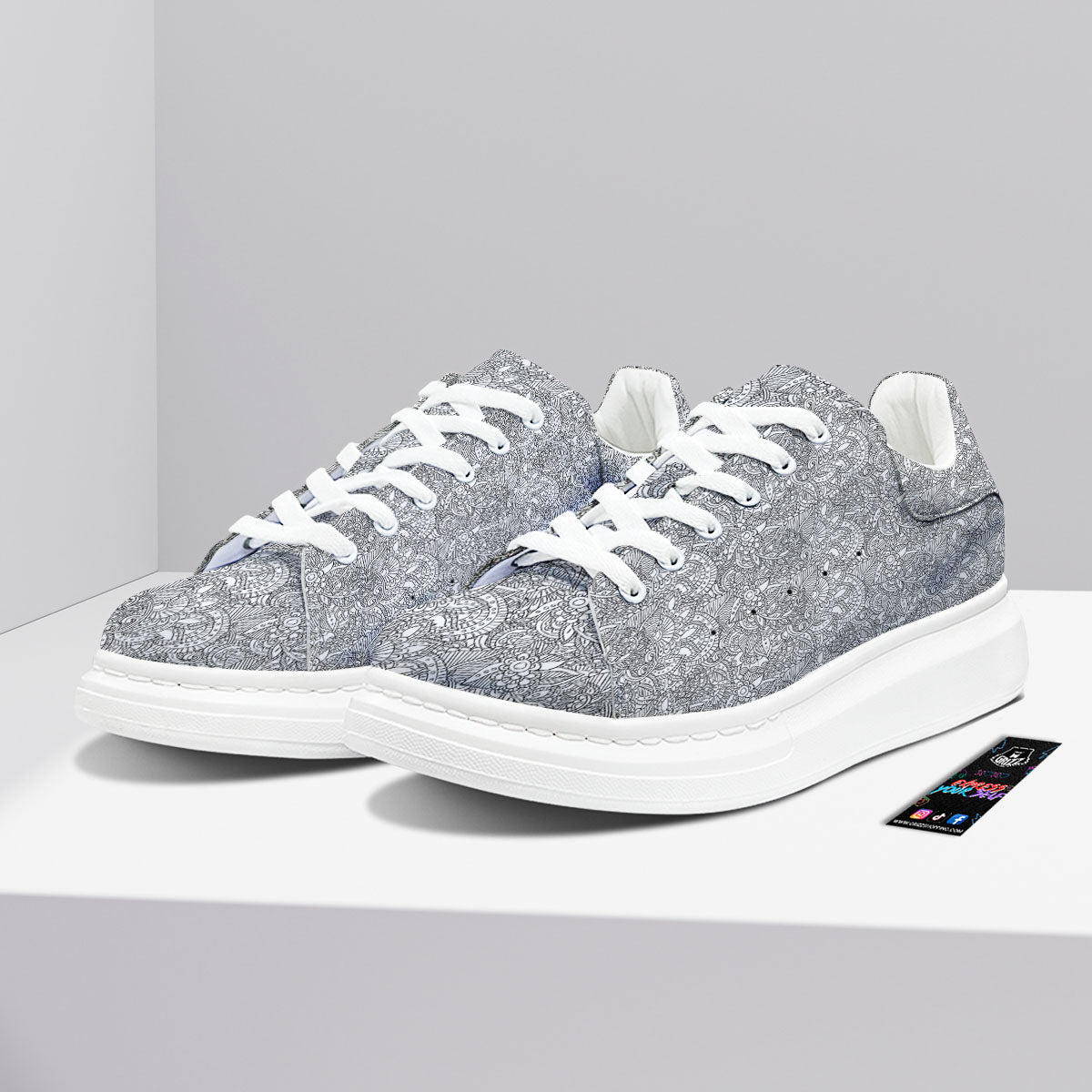 Zentangle Ethnic Print Pattern Platform Shoes-grizzshop