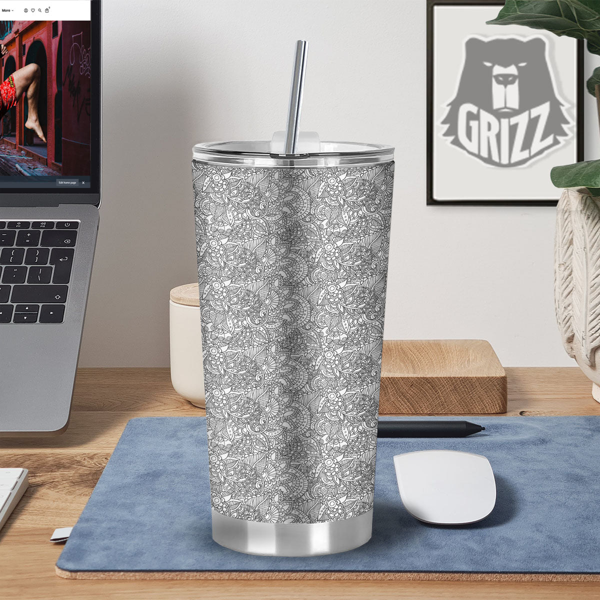 Zentangle Ethnic Print Pattern Tumbler-grizzshop