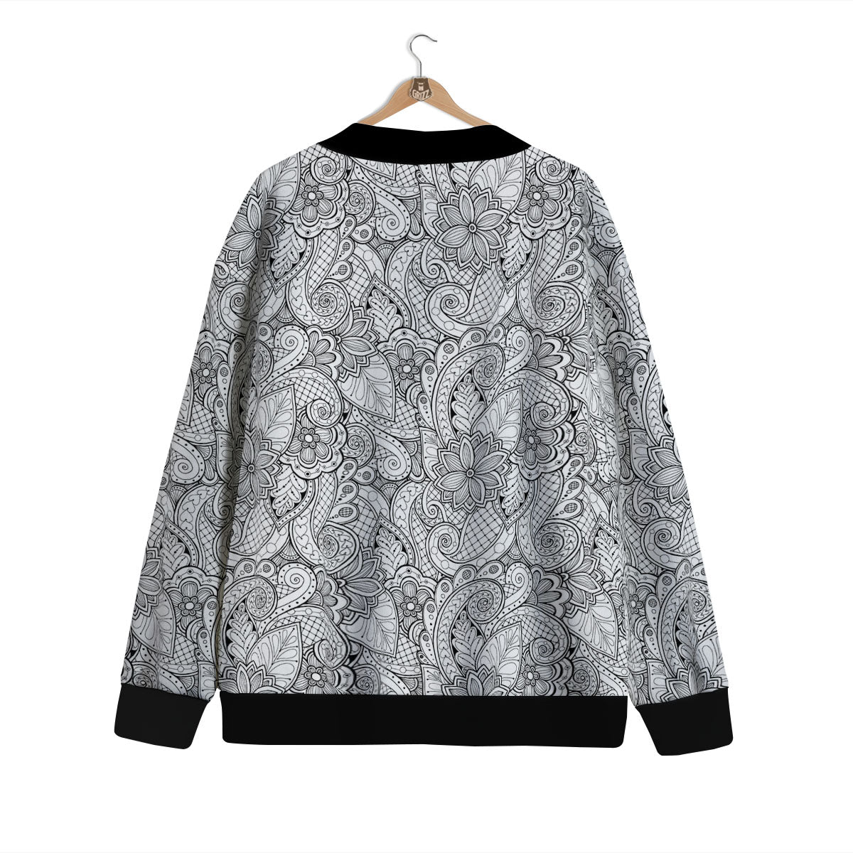 Zentangle Monochrome Print Pattern Cardigan-grizzshop