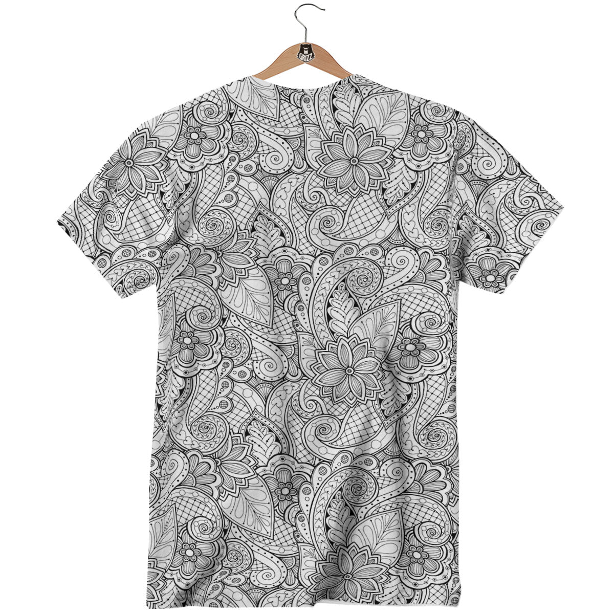 Zentangle Monochrome Print Pattern T-Shirt-grizzshop