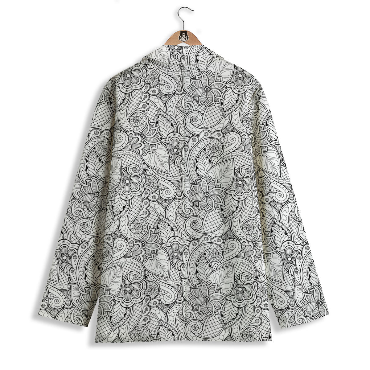 Zentangle Monochrome Print Pattern Women's Blazer-grizzshop