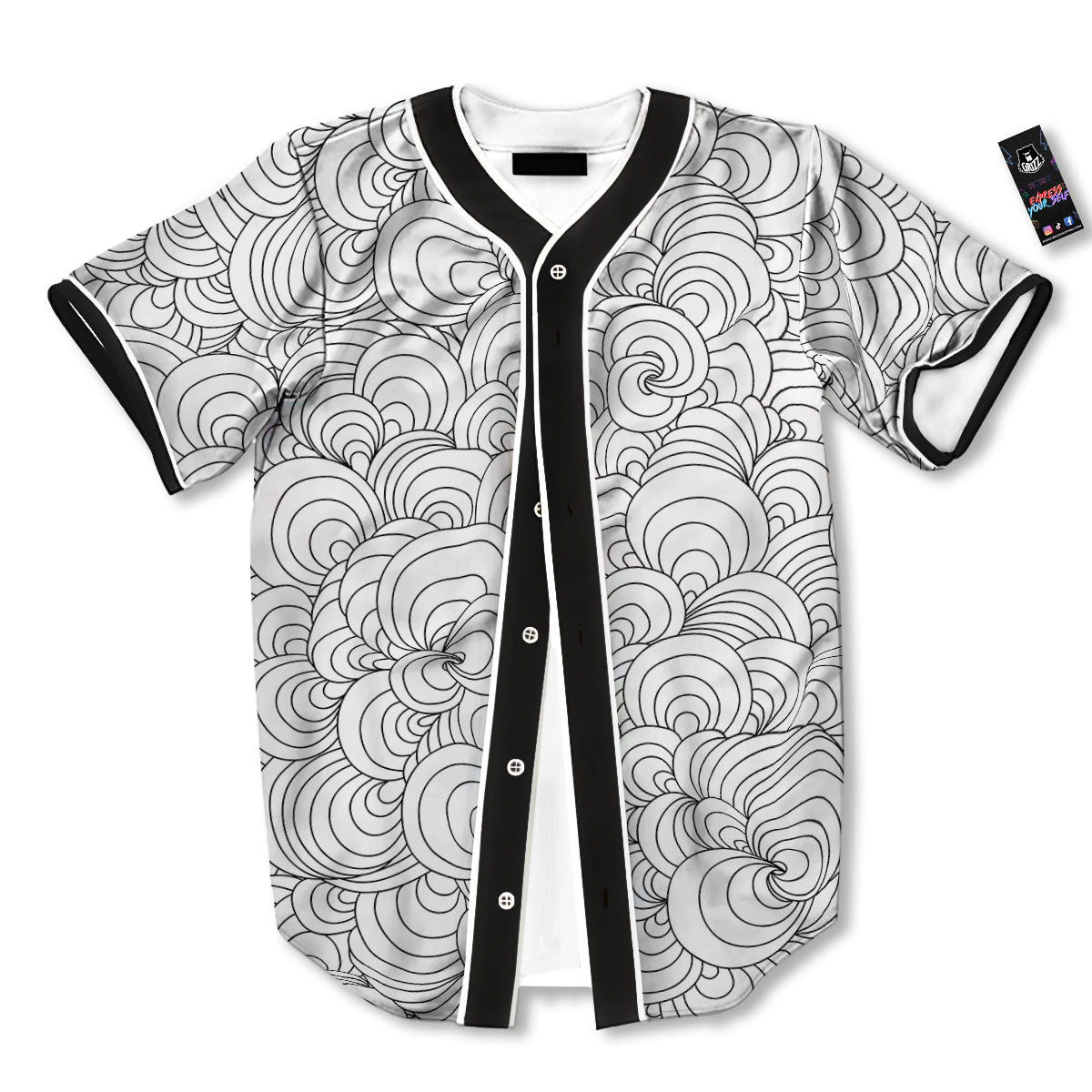 Zentangle White And Black Print Pattern Baseball Jersey-grizzshop