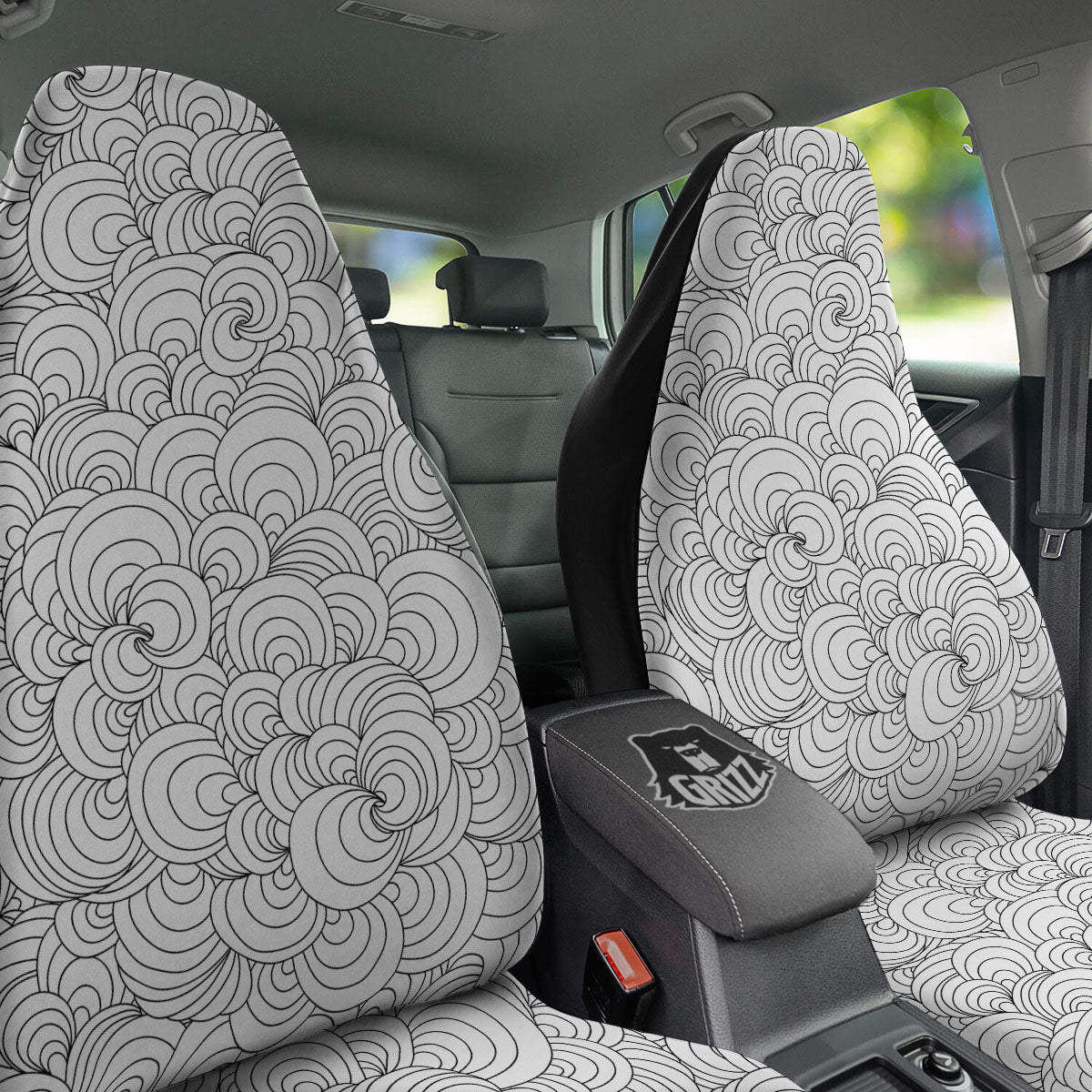 Zentangle White And Black Print Pattern Car Seat Covers-grizzshop