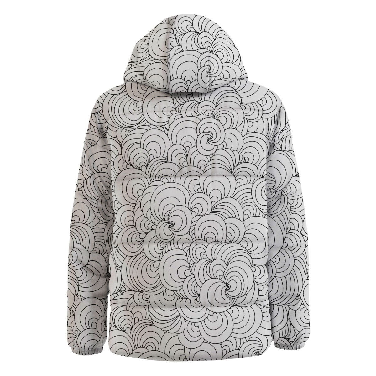 Zentangle White And Black Print Pattern Down Jacket-grizzshop