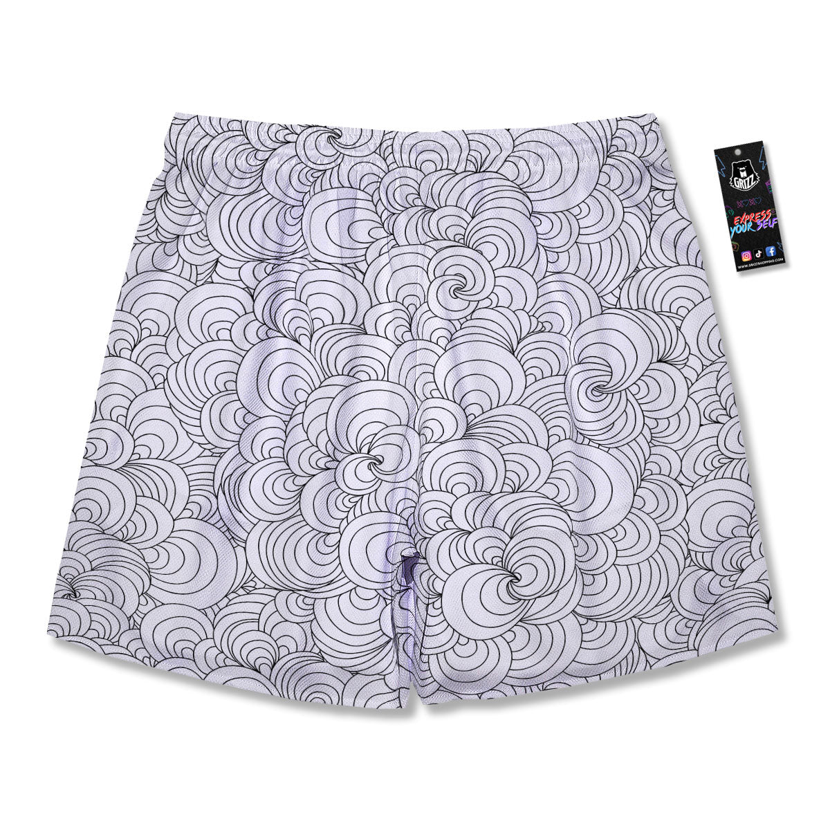 Zentangle White And Black Print Pattern Men's Running Shorts-grizzshop