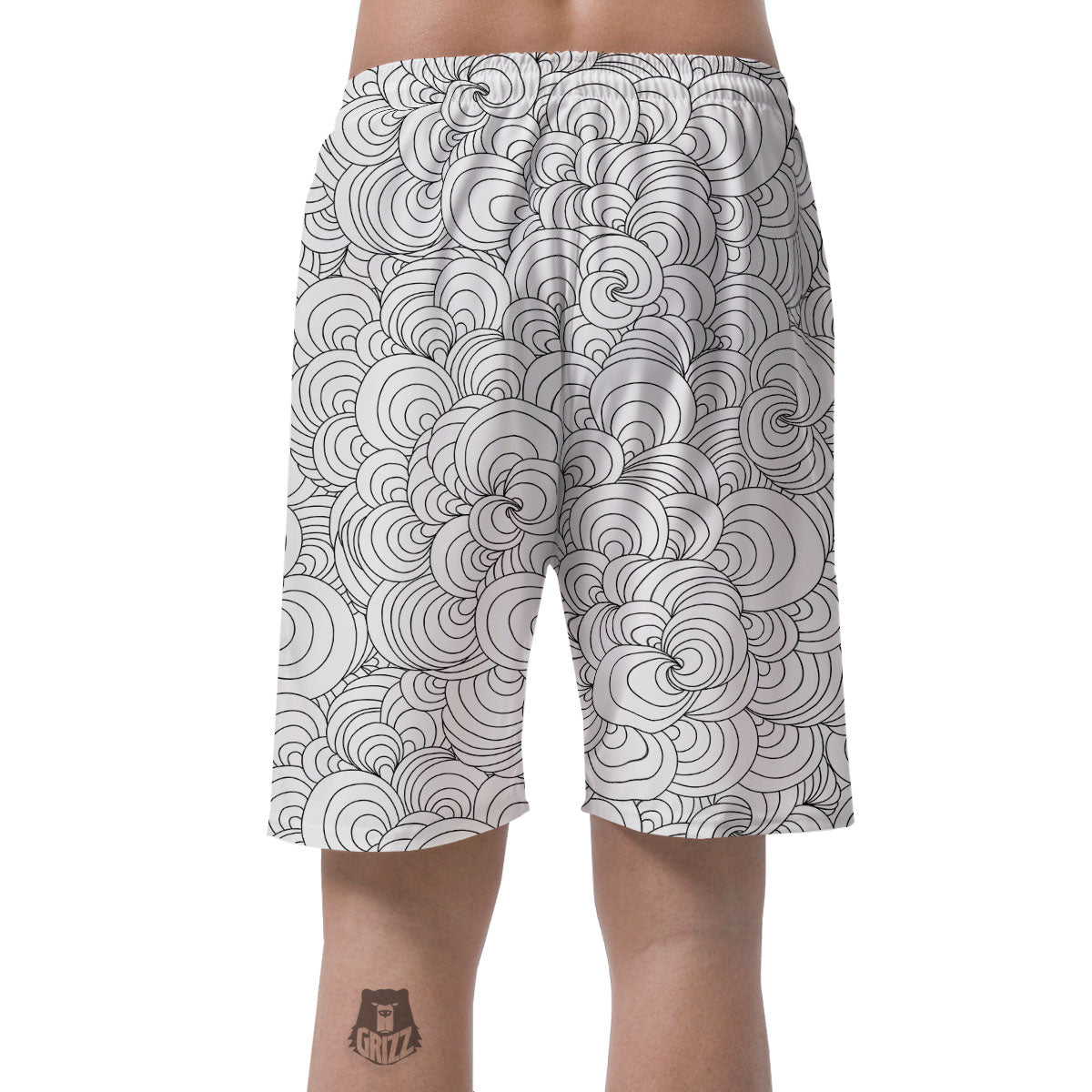 Zentangle White And Black Print Pattern Men's Shorts-grizzshop