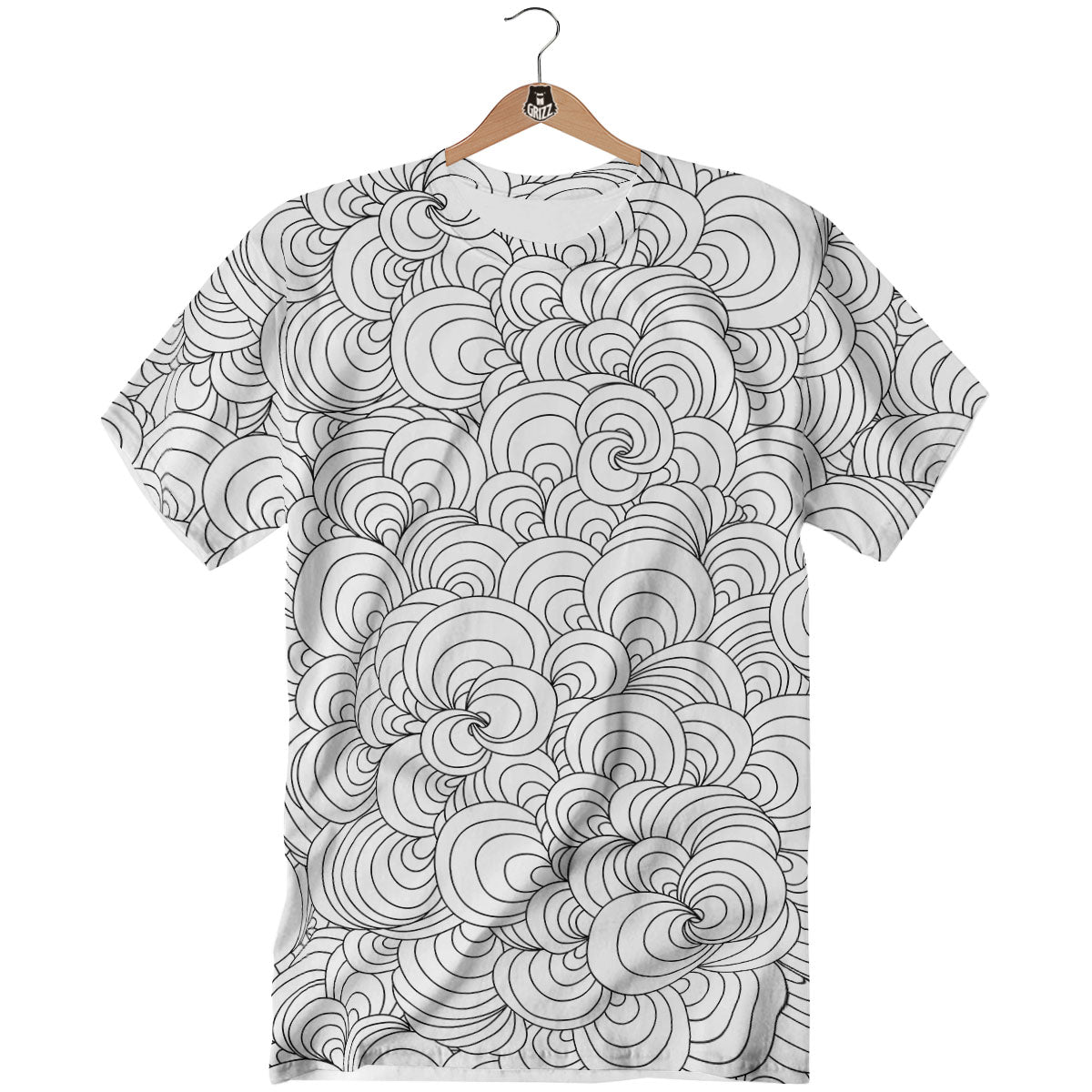 Zentangle White And Black Print Pattern T-Shirt-grizzshop