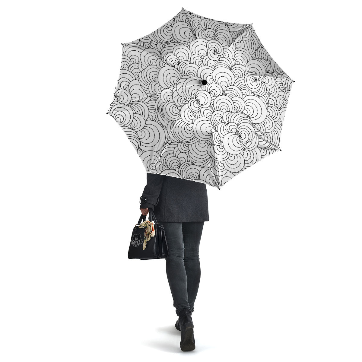 Zentangle White And Black Print Pattern Umbrella-grizzshop