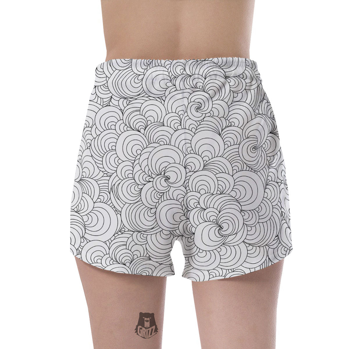 Zentangle White And Black Print Pattern Women's Shorts-grizzshop
