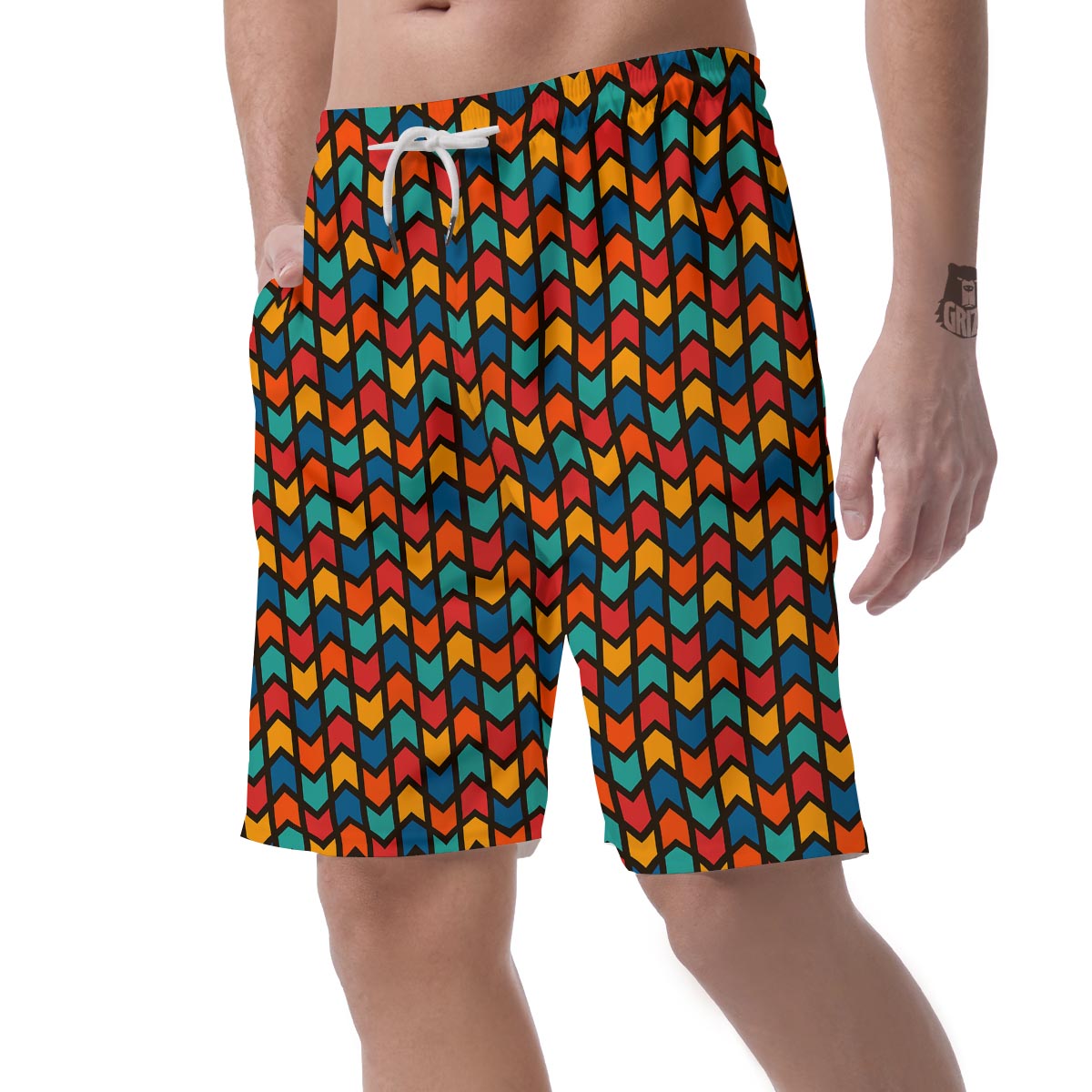Zig Zag Colorful Pattern Print Men's Shorts-grizzshop