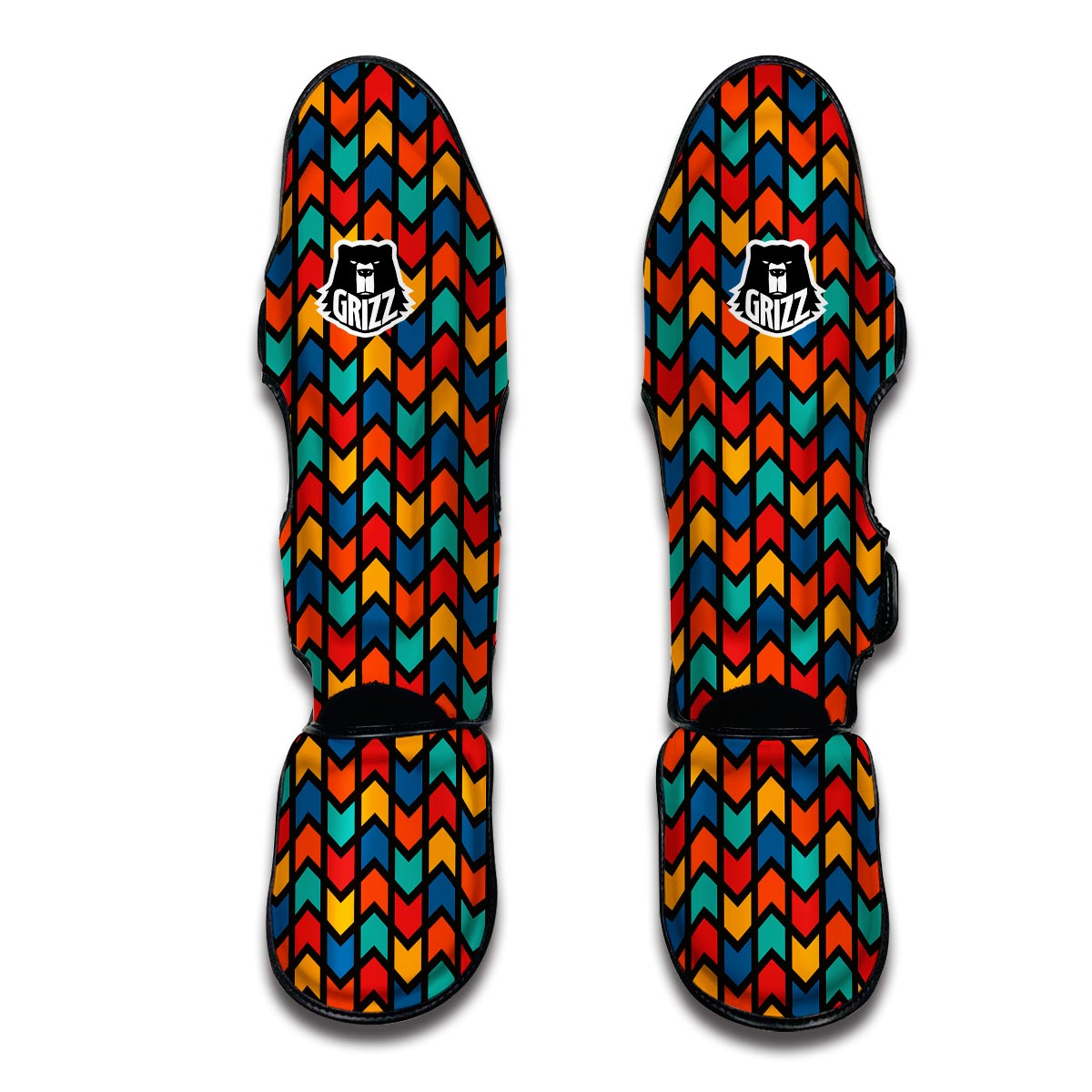 Zig Zag Colorful Pattern Print Muay Thai Shin Guards-grizzshop