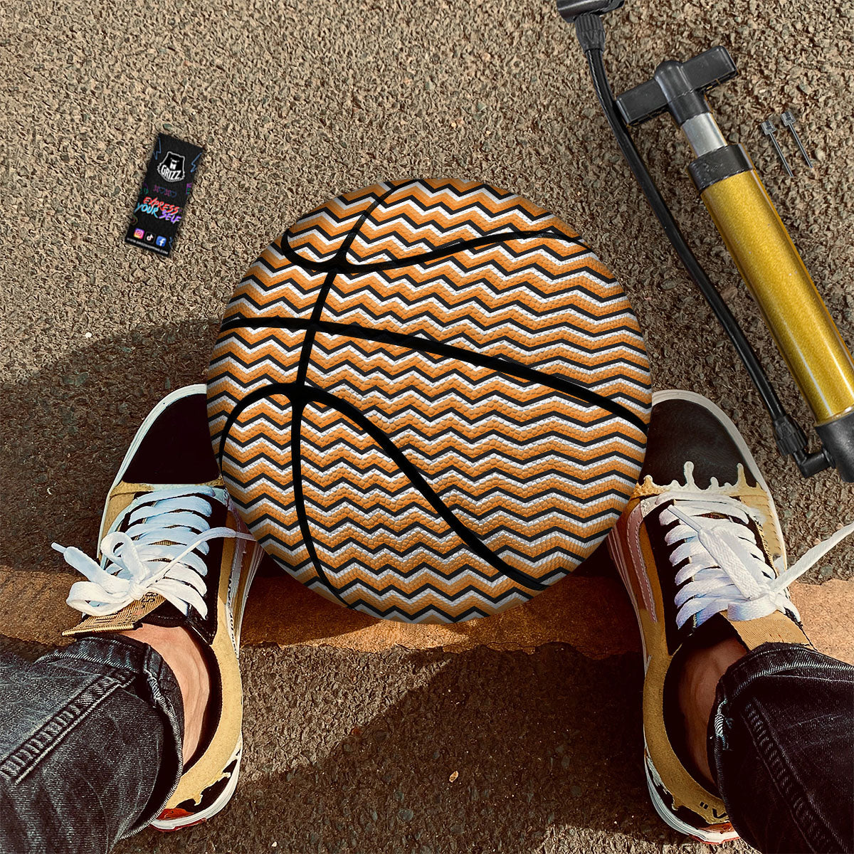 Zig Zag Halloween Print Pattern Basketball-grizzshop