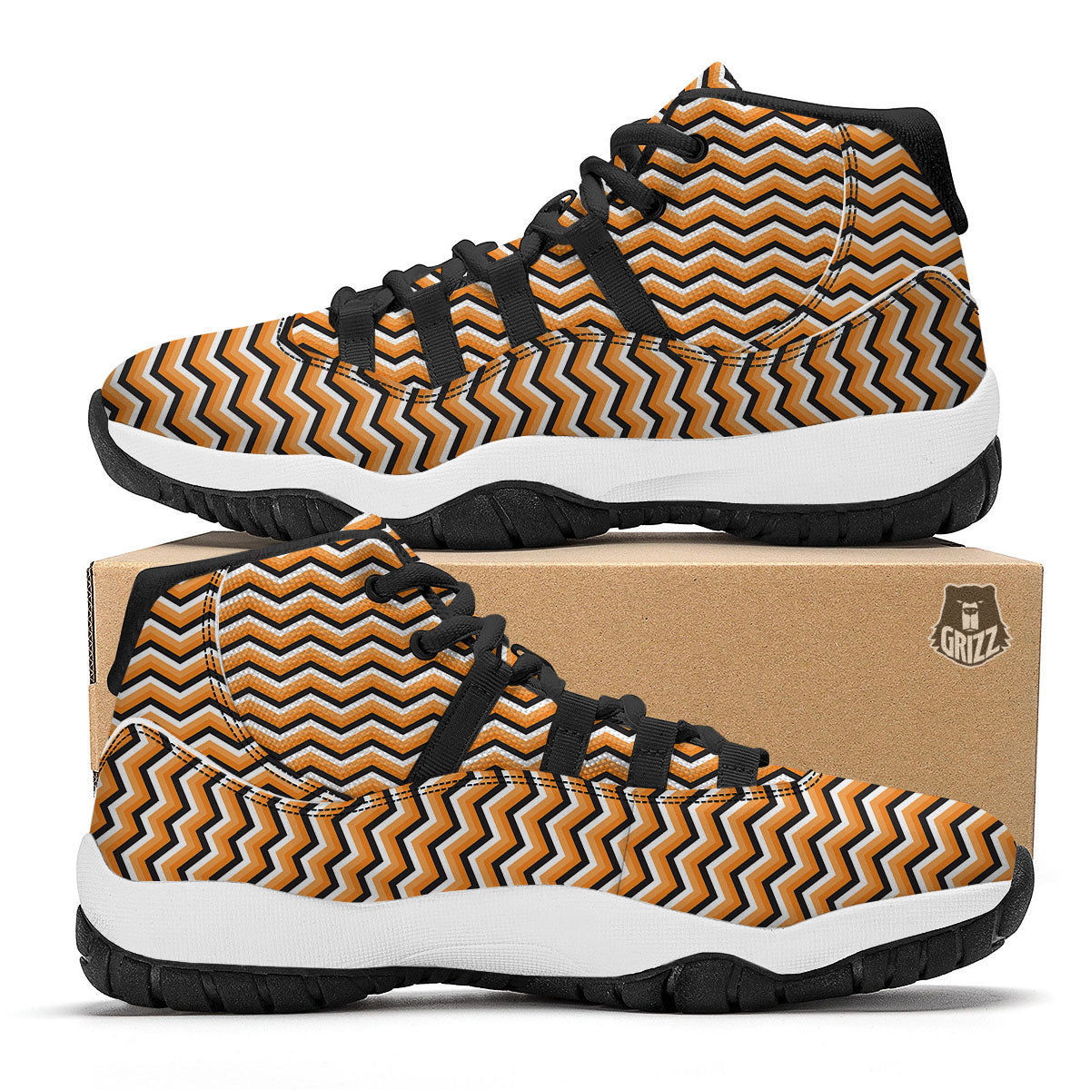 Zig Zag Halloween Print Pattern Black Bball Shoes-grizzshop