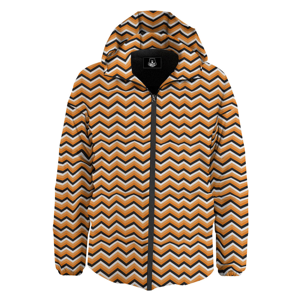 Zig Zag Halloween Print Pattern Down Jacket-grizzshop